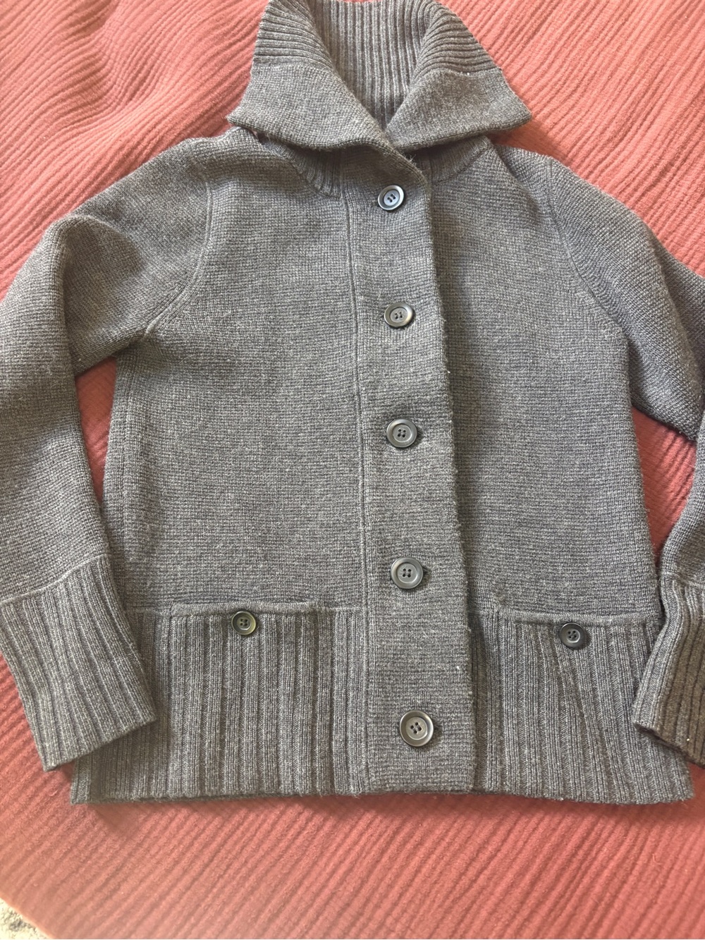 J.Crew 100% Merino Wool Sweater Jacket High Funnel Neck Gray M